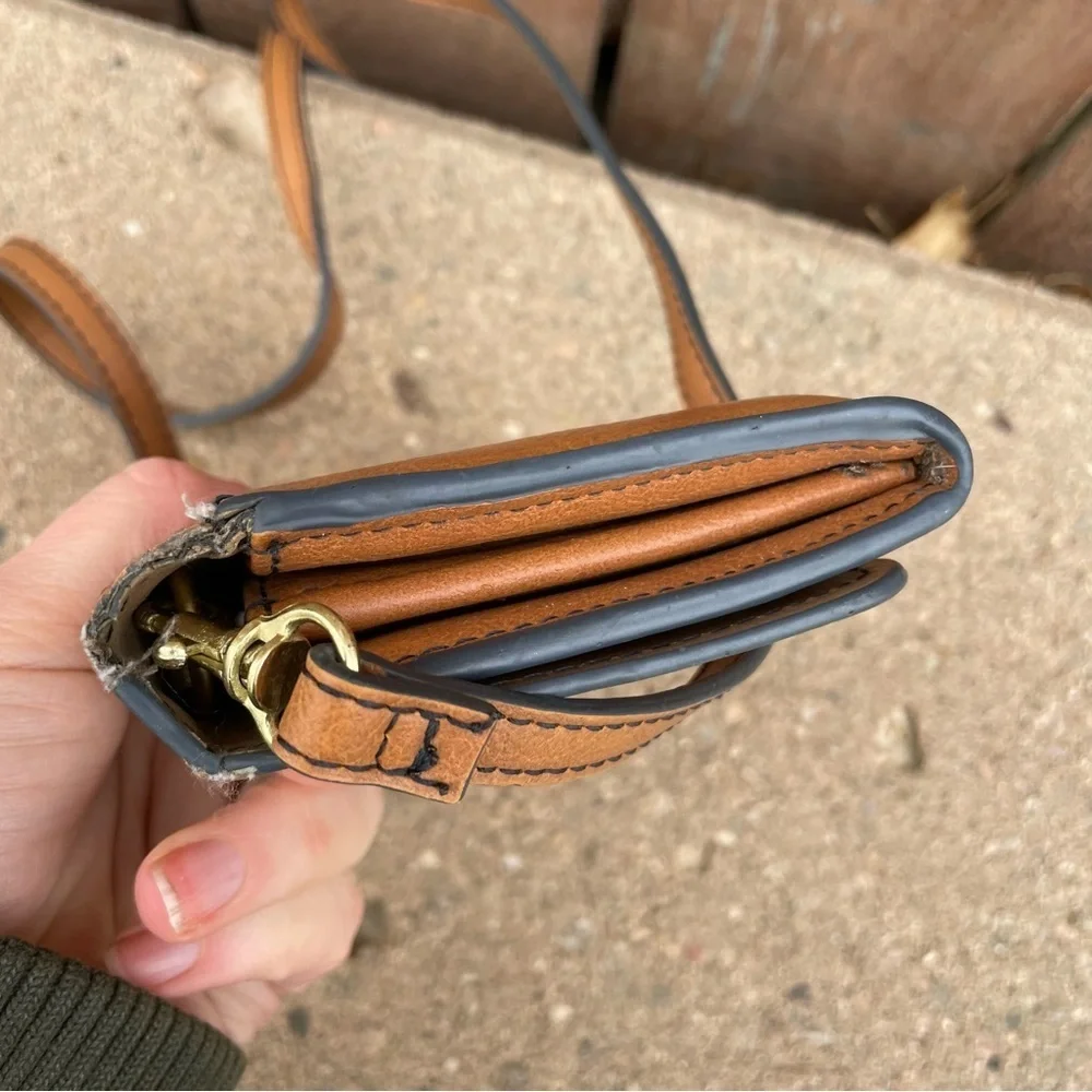 Women’s Brown Wallet Gold Logo and Shoulder Strap